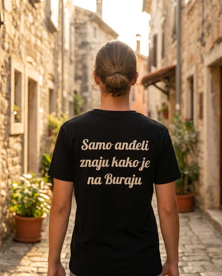 Samo anđeli majica na modelu, kamena uličica — Terra Print